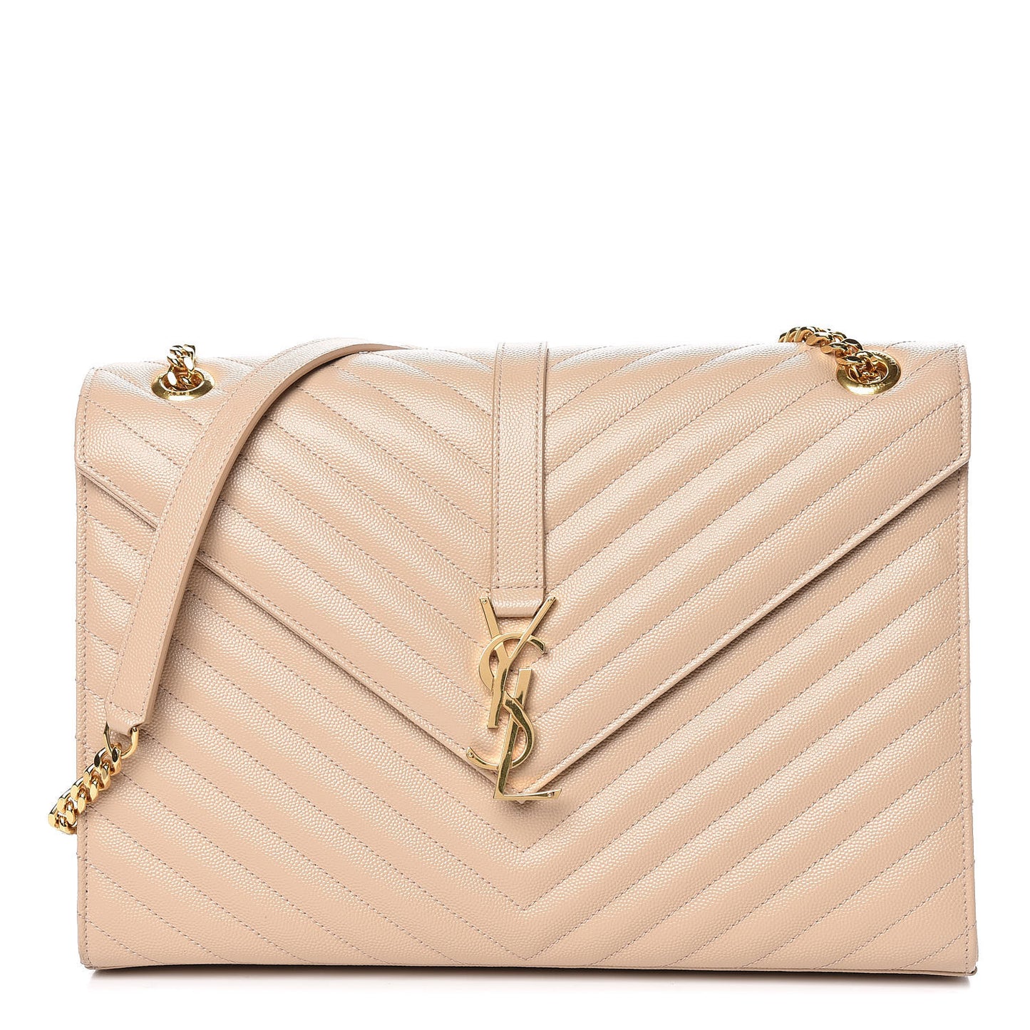 Grain De Poudre Matelasse Chevron Large Monogram Satchel Dark Beige
