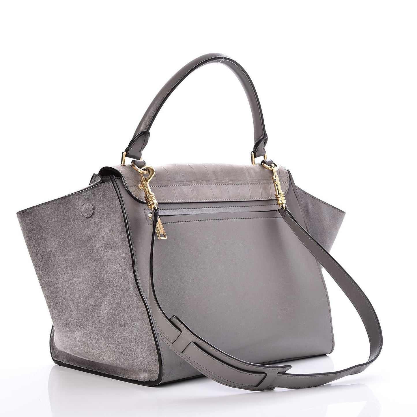 Crocodile Embossed Nubuck Medium Trapeze Grey