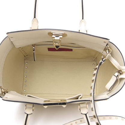 Valentino Garavani Vitello Small Rockstud Double Handle Tote Ivory 6 of 11