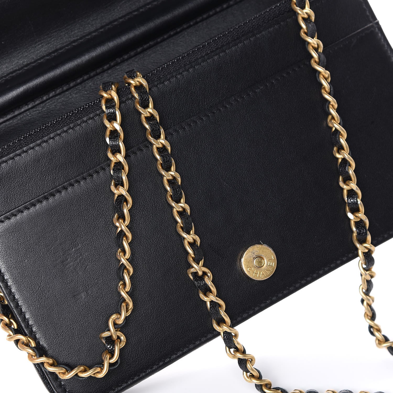 Chanel Caviar Chevron Quilted Boy Wallet On Chain WOC Black 12 of 12