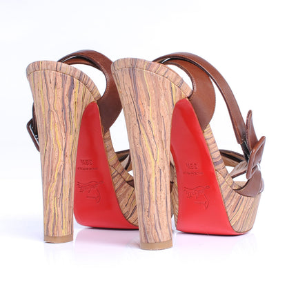 Christian Louboutin Leather Glory 140 Platform Sandals 36.5 Brown 3 of 7