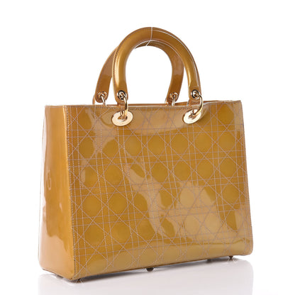Christian Dior Patent Cannage Large Lady Dior Beige 3 of 22