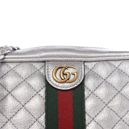 Gucci Laminated Nappa Web Trapuntata Mini GG Shoulder Bag Argento 9 of 10