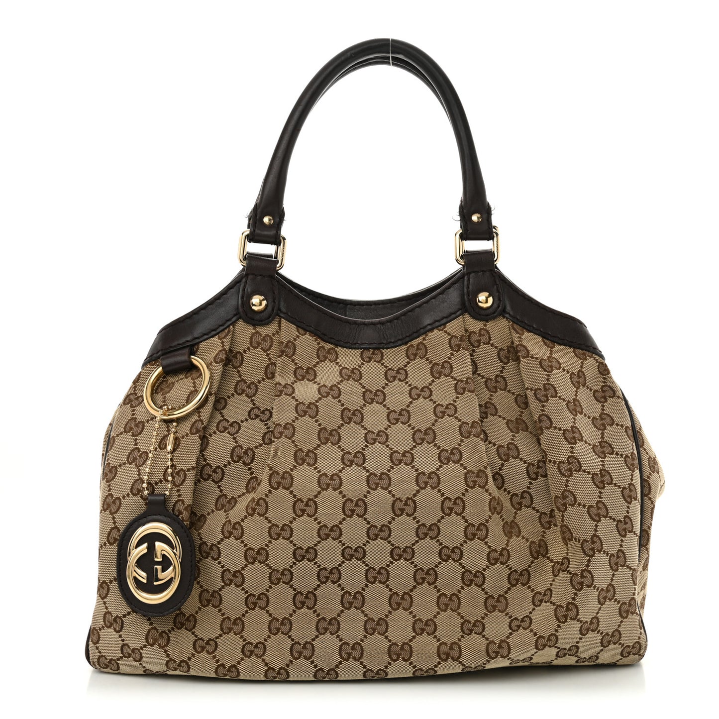 Monogram Medium Sukey Tote Beige Ebony Dark Brown
