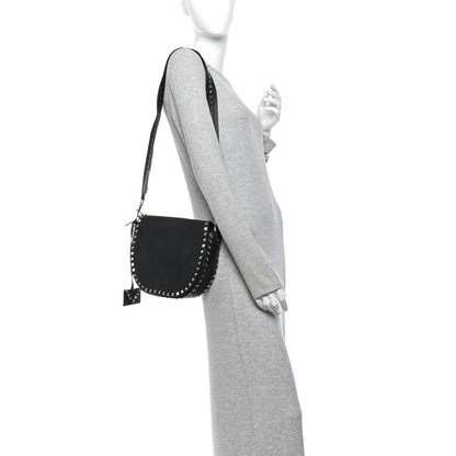 Valentino Garavani Grained Calfskin Rockstud Saddle Bag Black 2 of 14