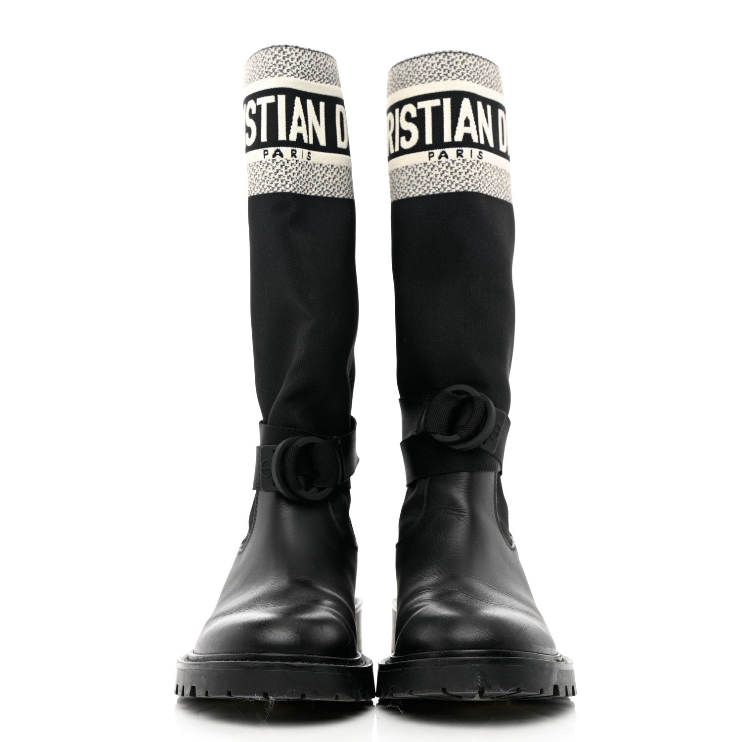 Christian Dior Technical Fabric Calfskin D-Major Boots 37 Black White 2 of 9