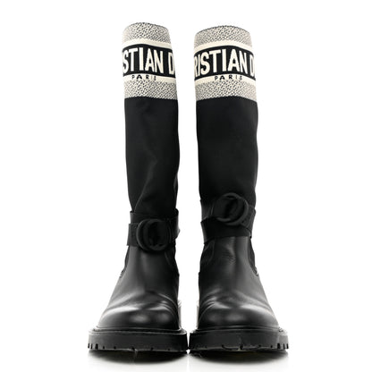 Christian Dior Technical Fabric Calfskin D-Major Boots 37 Black White 2 of 9