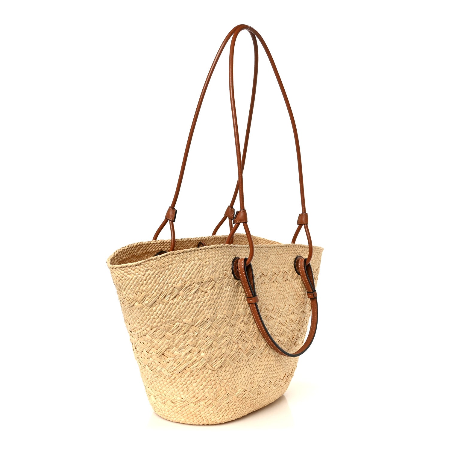 Loewe Calfskin Raffia Medium Anagram Basket Tote Bag Natural Tan 3 of 9