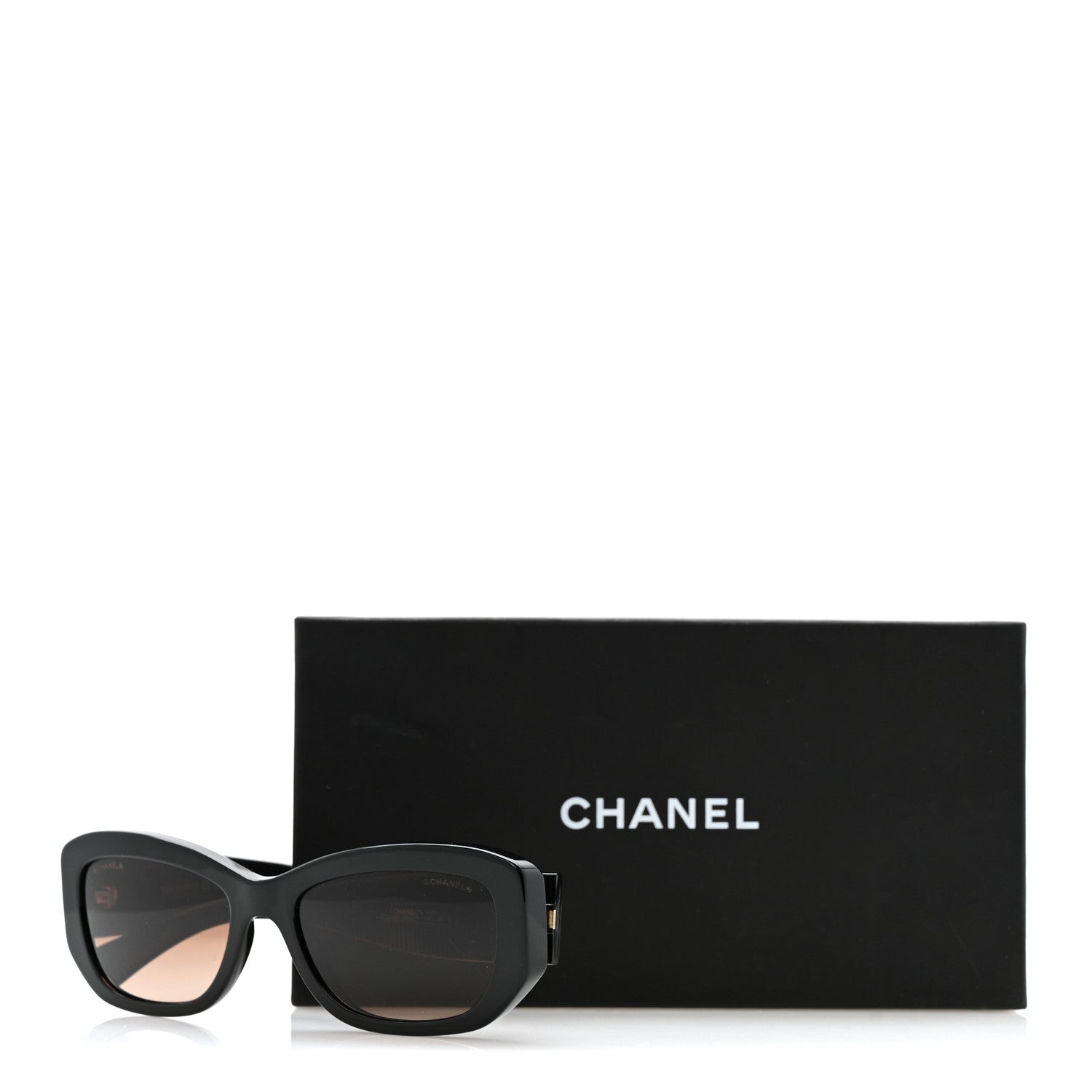 Chanel Acetate Rectangle Sunglasses 5493 Black Brown 8 of 8
