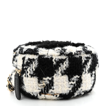 Chanel Tweed Shearling Round Clutch With Chain and Coin Purse Black and White 5 of 19