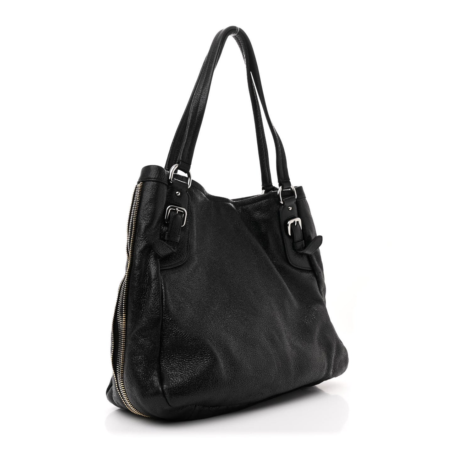 Cervo Lux Side Zipper Tote Black