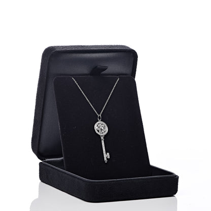 Tiffany Platinum Diamond Cobblestone Key Charm Pendant Necklace 5 of 5