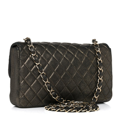 Chanel Iridescent Calfskin Quilted Crystal Mini Rectangular Flap Black Gold 3 of 11
