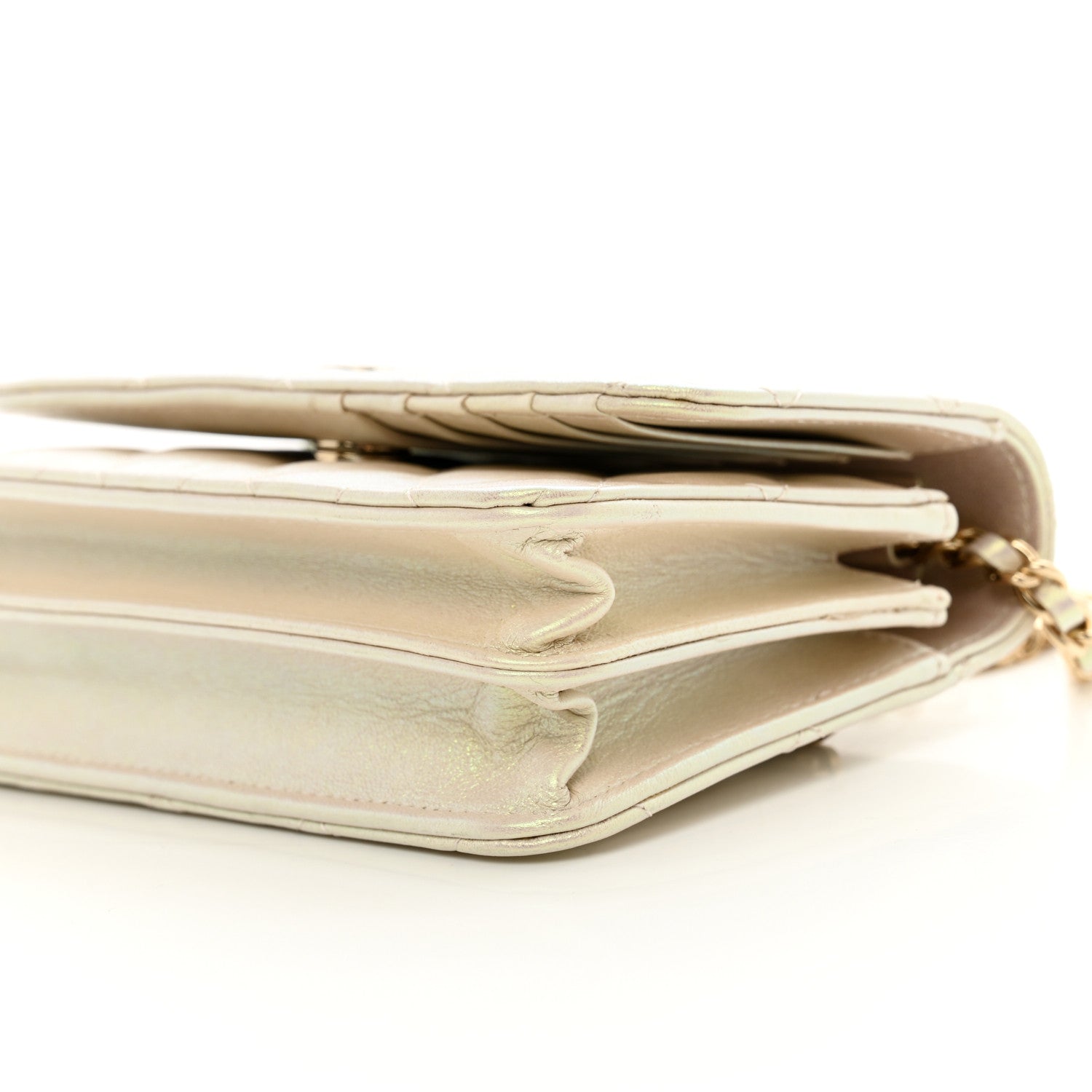 Chanel Iridescent Lambskin Quilted Mini Wallet On Chain WOC Ivory 10 of 10