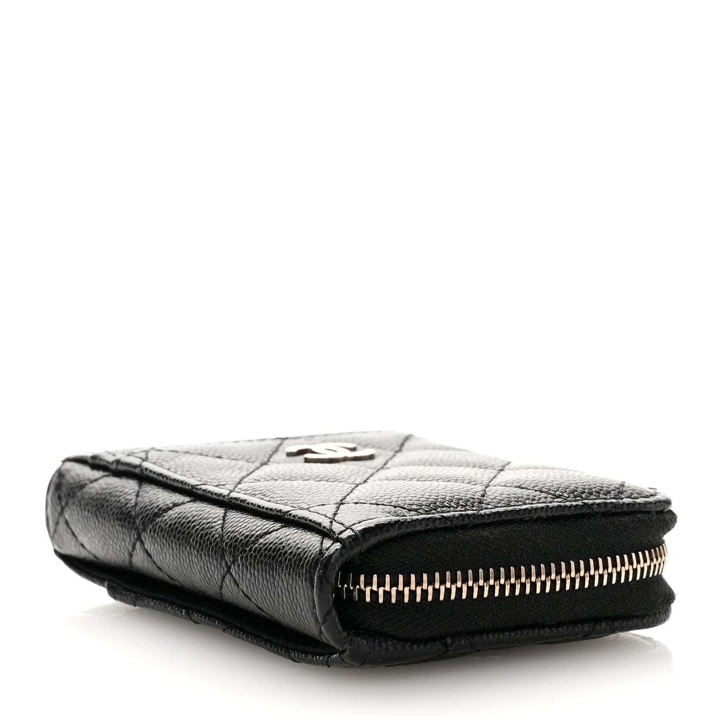 Caviar Quilted Zip Card Holder Black