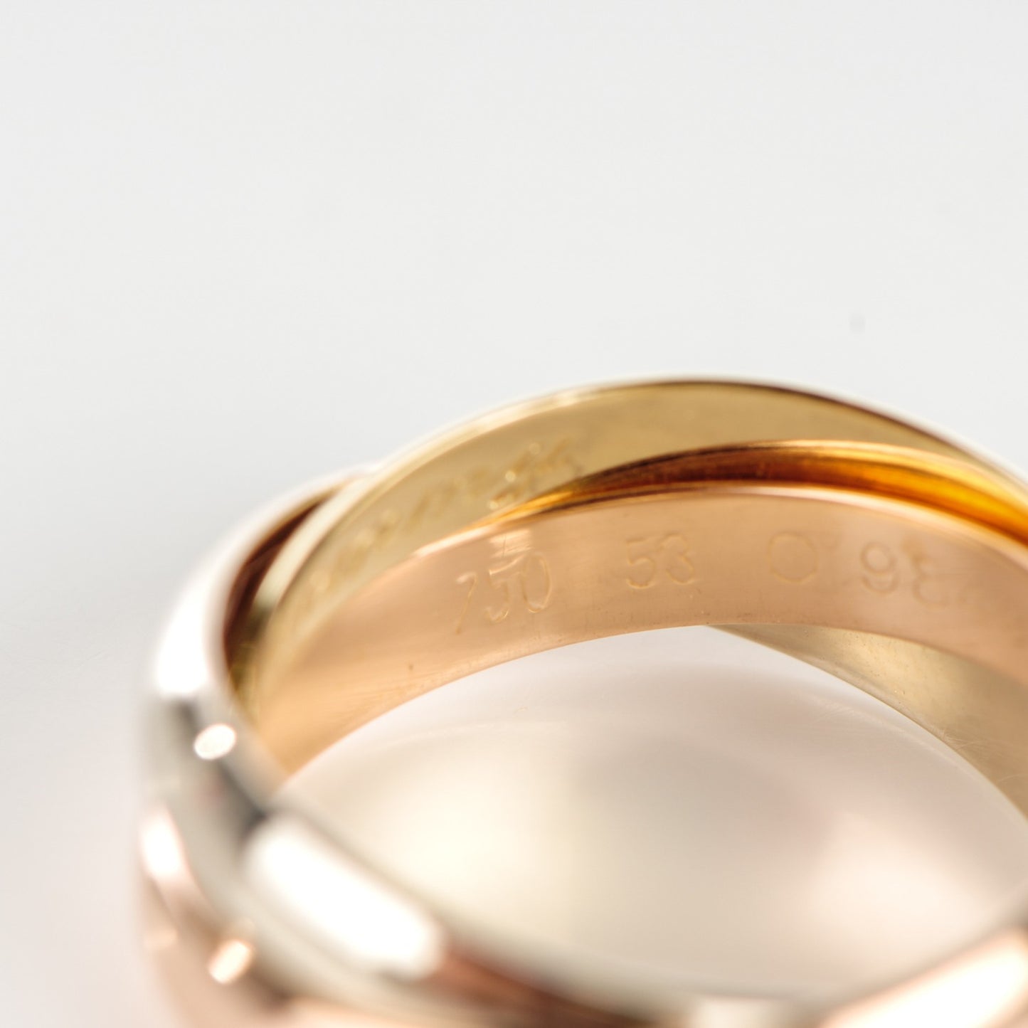 18K Pink Yellow White Gold Classic Trinity Ring 53 6.25