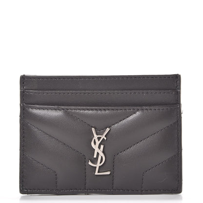 Saint Laurent Calfskin Y Quilted Monogram LouLou Credit Card Case Asphalt 1 of 10