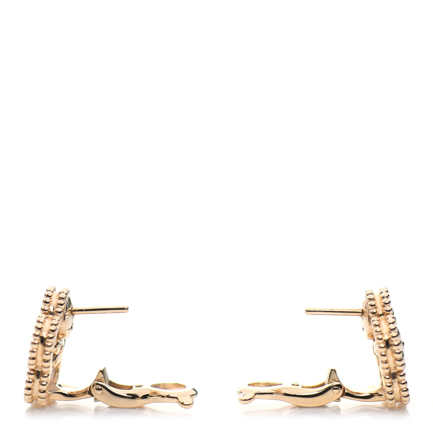 Van Cleef & Arpels 18K Yellow Gold Mother of Pearl Lucky Springs Plum Blossom Earrings 3 of 5
