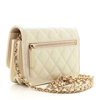 Chanel Iridescent Lambskin Quilted Mini Wallet On Chain WOC Ivory 3 of 10