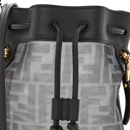 Fendi Mesh Vitello Grace F is Fendi FF 1974 Mini Mon Tresor Bucket Bag Azzurro Black Ebano 9 of 11