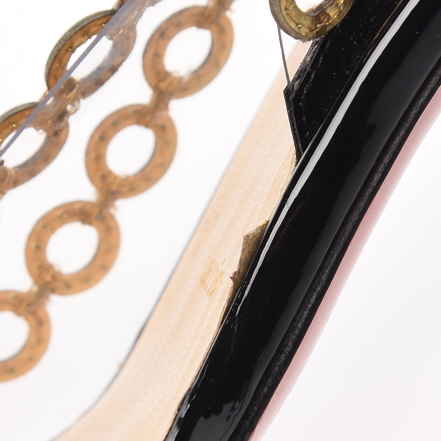 Christian Louboutin Patent PVC Malaika Half Dorsay 120 Pumps 37.5 Black Gold 12 of 14