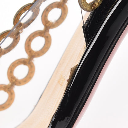 Christian Louboutin Patent PVC Malaika Half Dorsay 120 Pumps 37.5 Black Gold 12 of 14