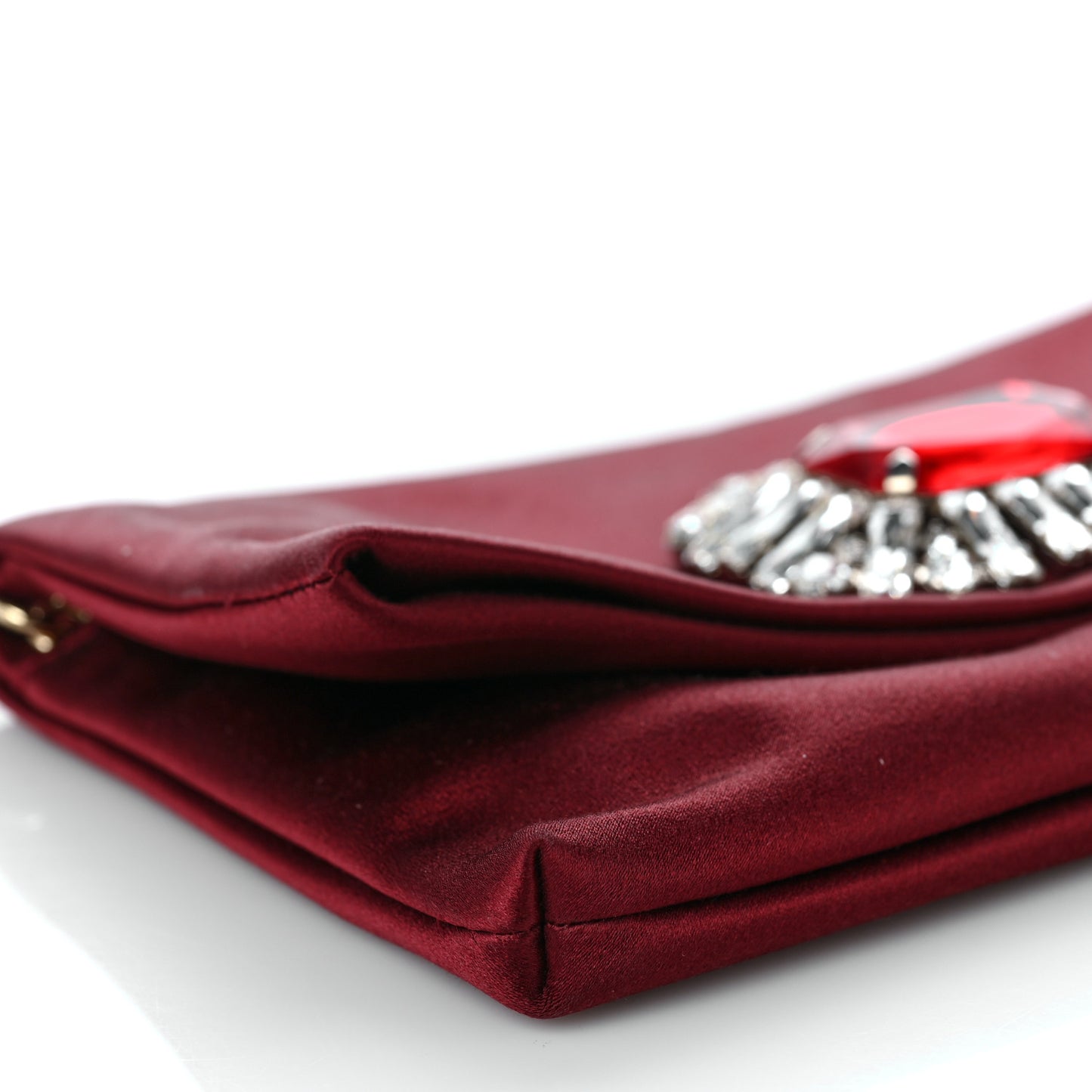 Satin Crystal Titania Clutch Red