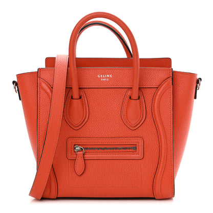 Celine Drummed Calfskin Nano Luggage Terracotta 1 of 13