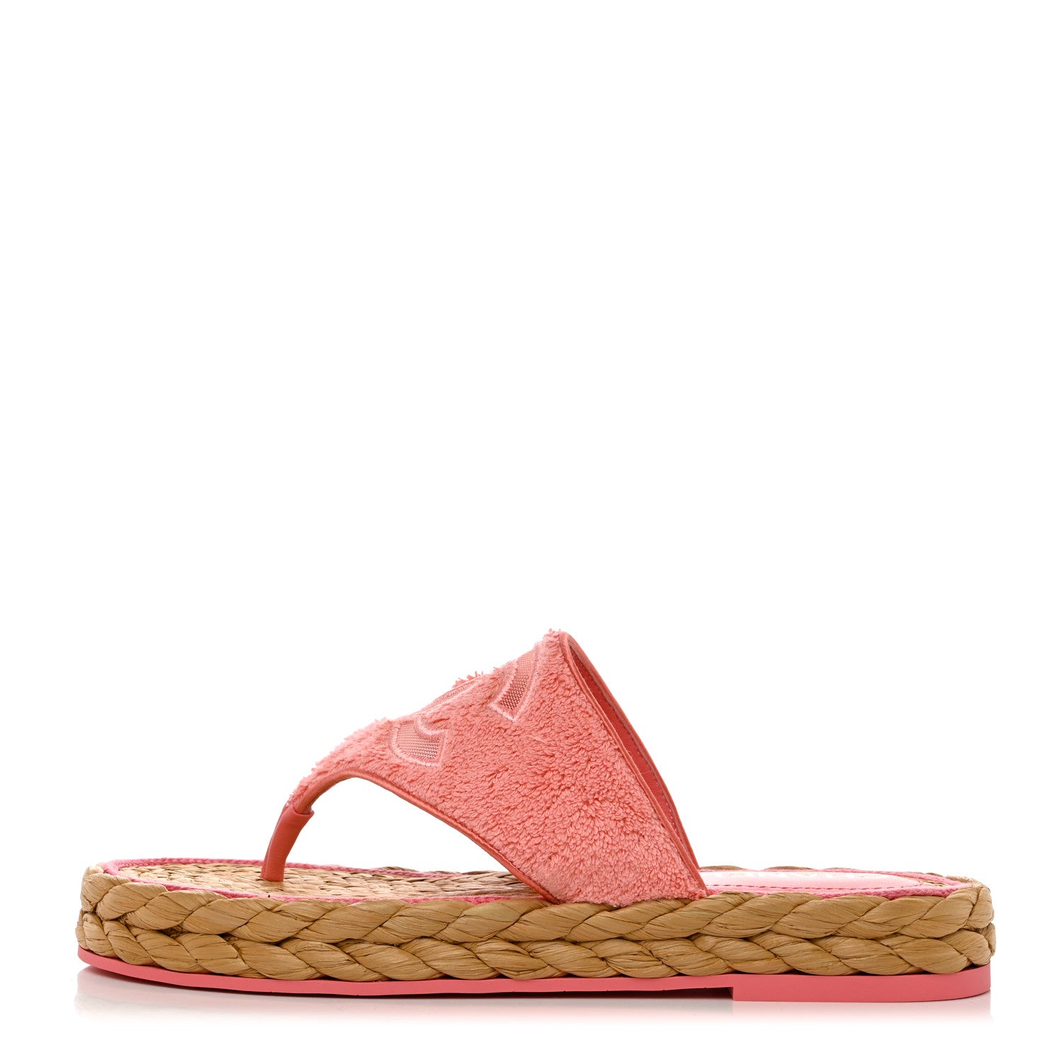 Chanel Terry Cloth Raffia CC Logo Thong Sandals 39.5 Pink 1 of 8