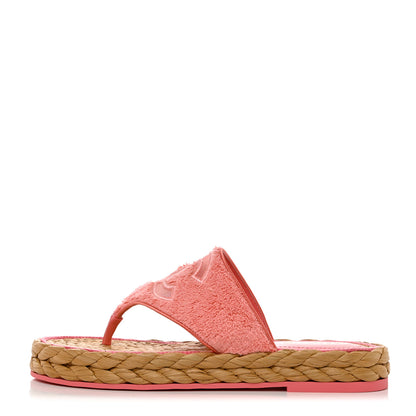 Chanel Terry Cloth Raffia CC Logo Thong Sandals 39.5 Pink 1 of 8