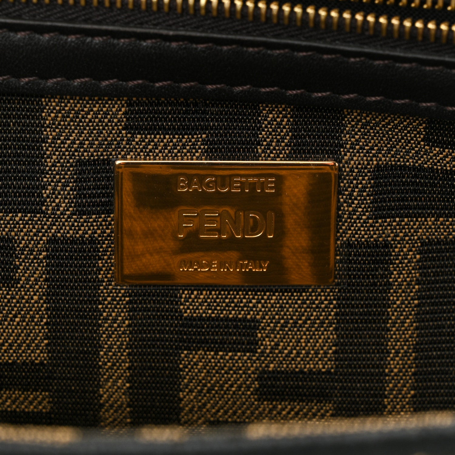 Fendi Fabric Jacquard FF 1974 Medium Baguette Tobacco Moro Black 6 of 11