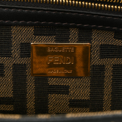 Fendi Fabric Jacquard FF 1974 Medium Baguette Tobacco Moro Black 6 of 11