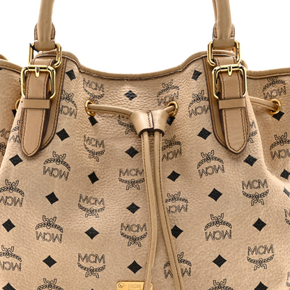 MCM Visetos Medium Drawstring Shopper Beige 7 of 9