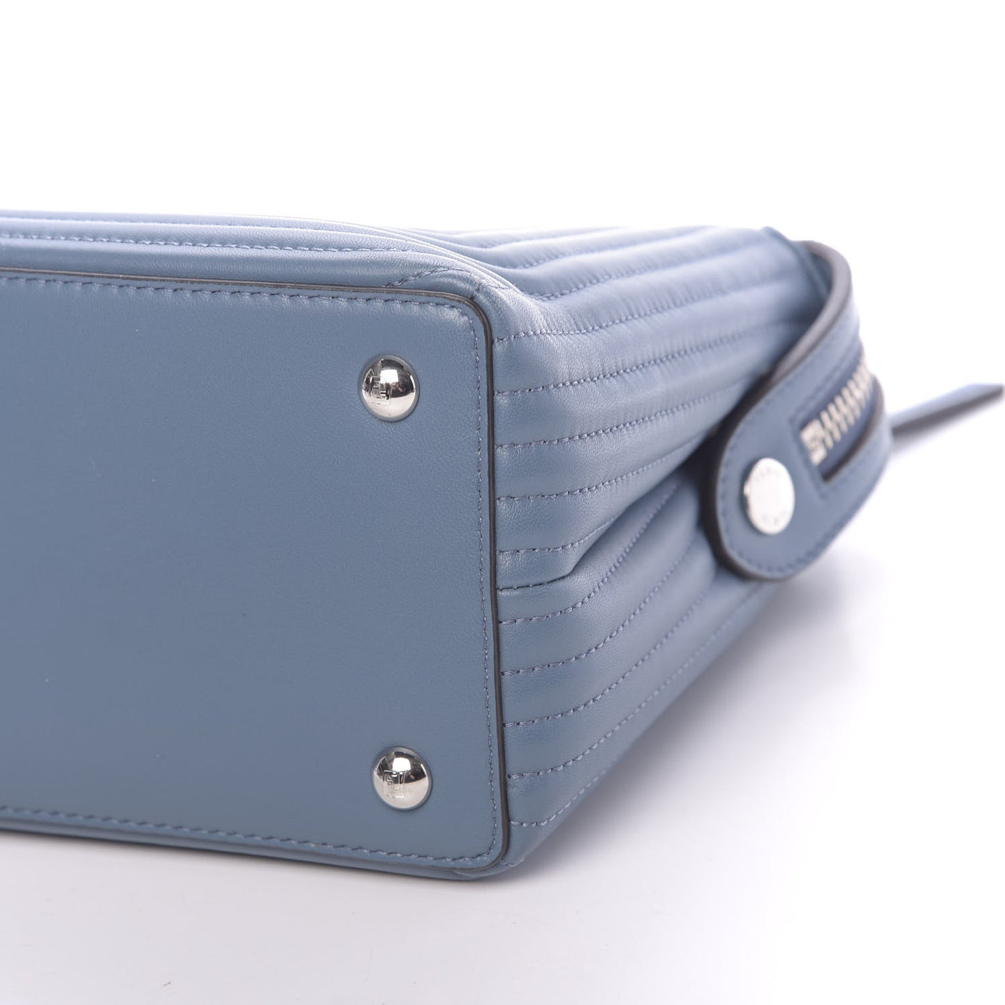 Shiny Nappa Trapuntata Small DotCom Click Top Handle Chain Satchel Blue