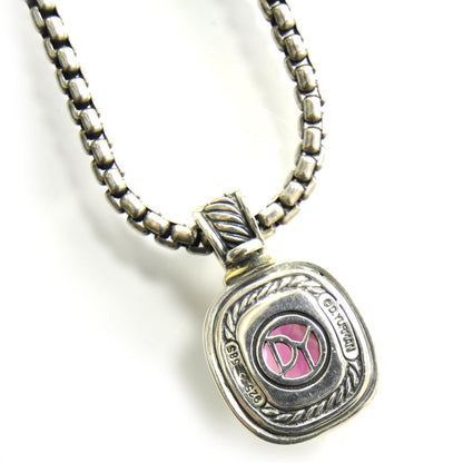 David Yurman Sterling Silver and 18k Gold Pink Tourmaline Enhancer Albion Necklace 4 of 6
