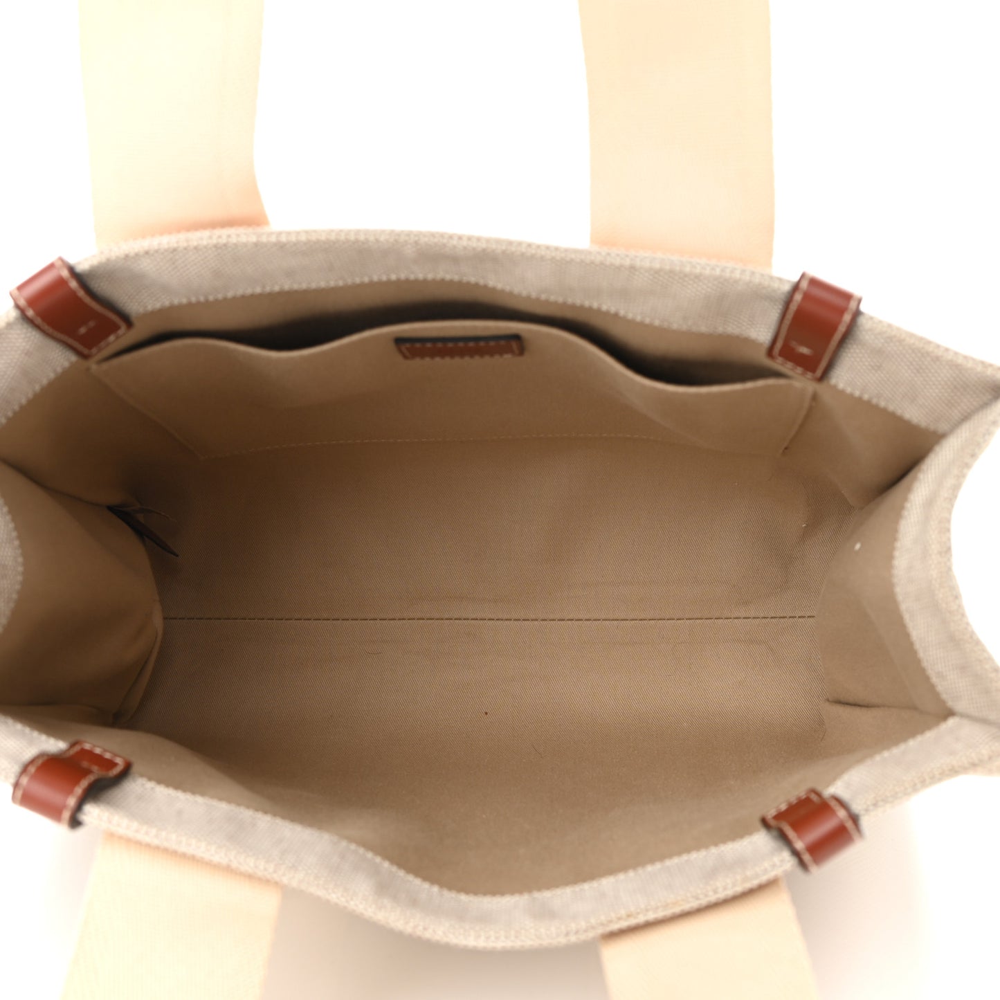 Cotton Calfskin Medium Woody Ribbon Tote White Brown