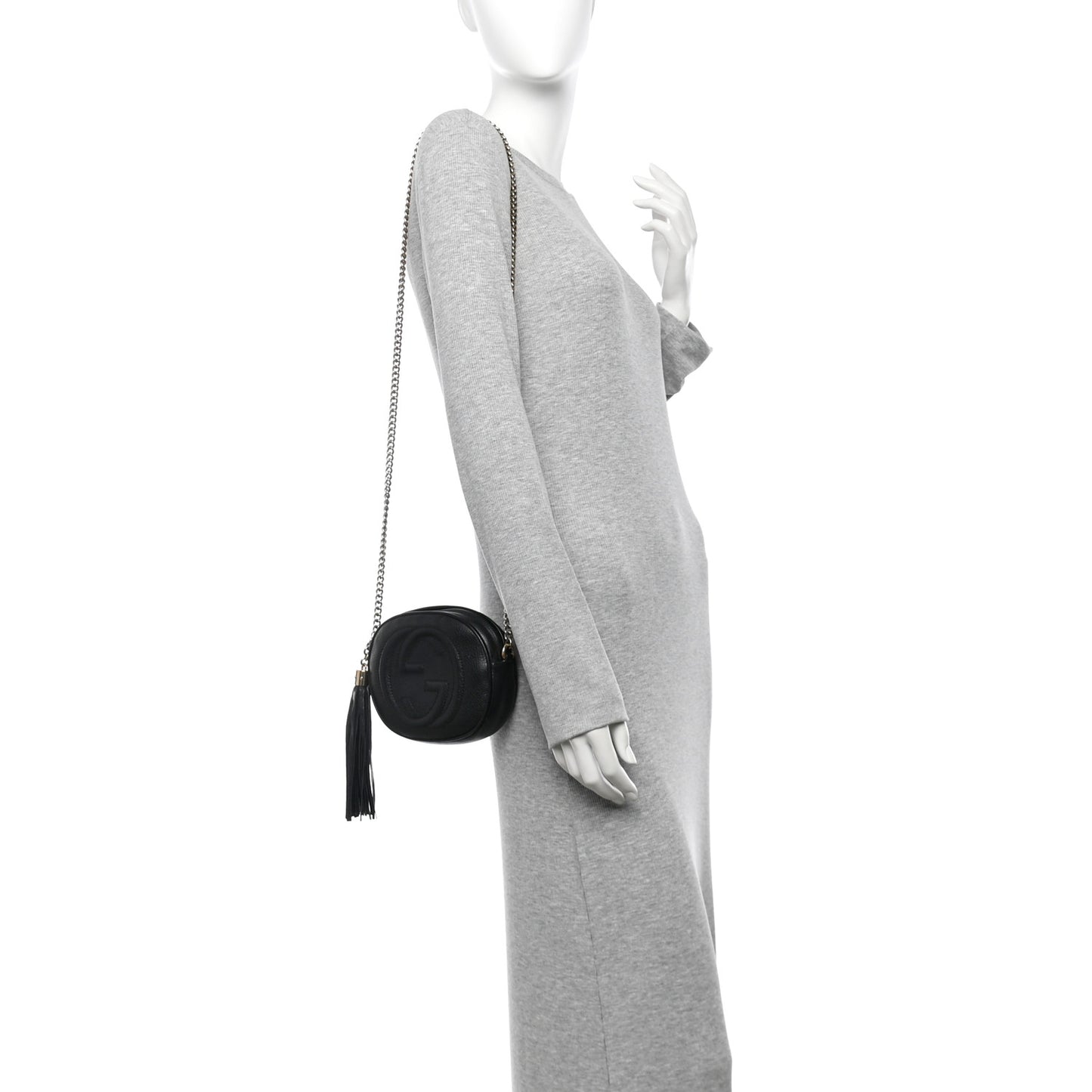 Pebbled Calfskin Mini Soho Chain Bag Black