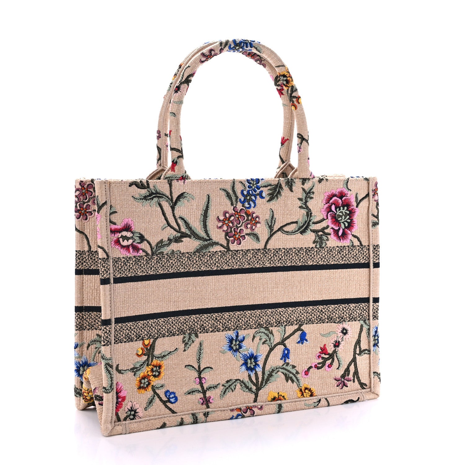 Christian Dior Raffia Embroidered Petites Fleurs Medium Book Tote Natural 3 of 9