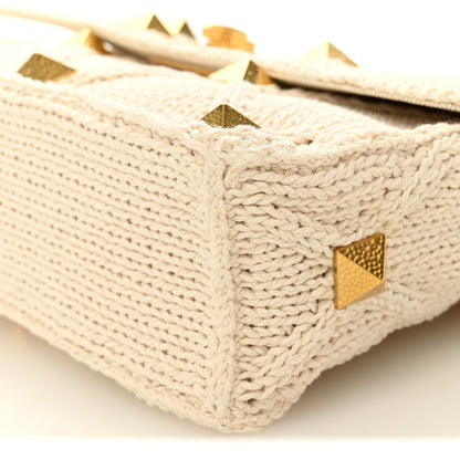 Valentino Garavani Knit Large Roman Stud Shoulder Bag Ecru 9 of 9