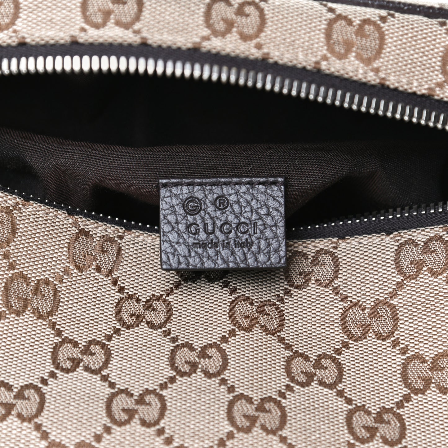 Monogram Dollar Calfskin Waist Pouch Beige Ebony Testa di Moro Marrone Scuro