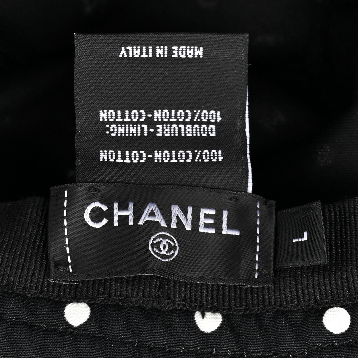 Chanel Cotton CC Polka Dot Bucket Hat L Black 8 of 8