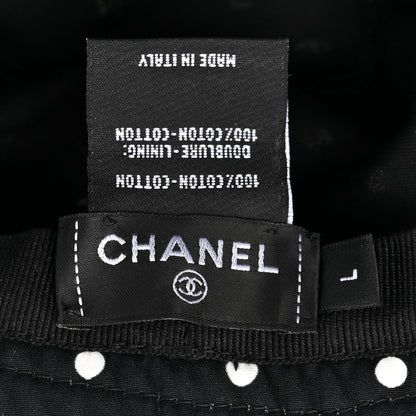 Chanel Cotton CC Polka Dot Bucket Hat L Black 8 of 8