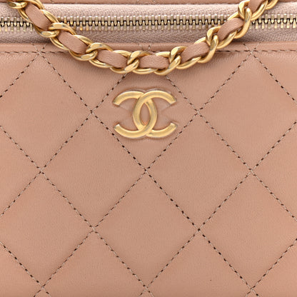 Chanel Lambskin Quilted Small Top Handle Vanity Case With Chain Beige 8 of 11