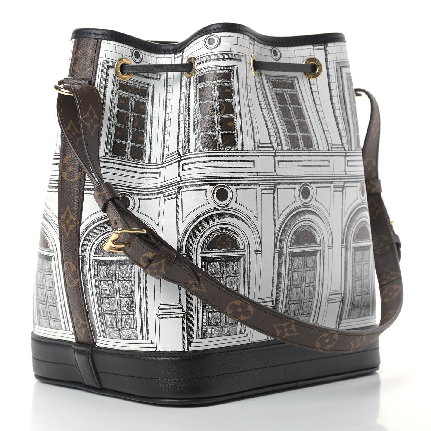 X FORNASETTI Calfskin Architettura Noe MM Black White
