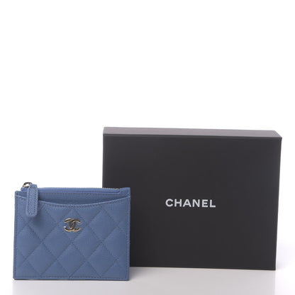 Chanel Caviar Quilted CC Zip Card Holder Blue 8 of 8
