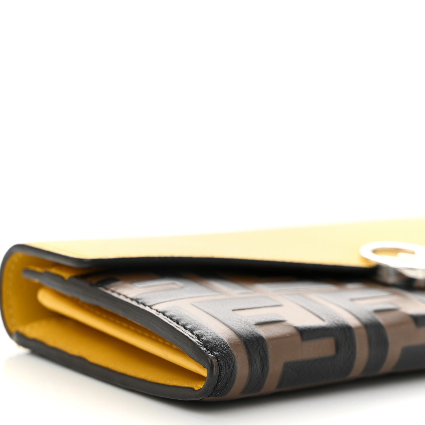 Vitello Cruise F is Fendi Bi-Color FF 1974 Embossed Continental Envelope Wallet On Chain Maya Yellow
