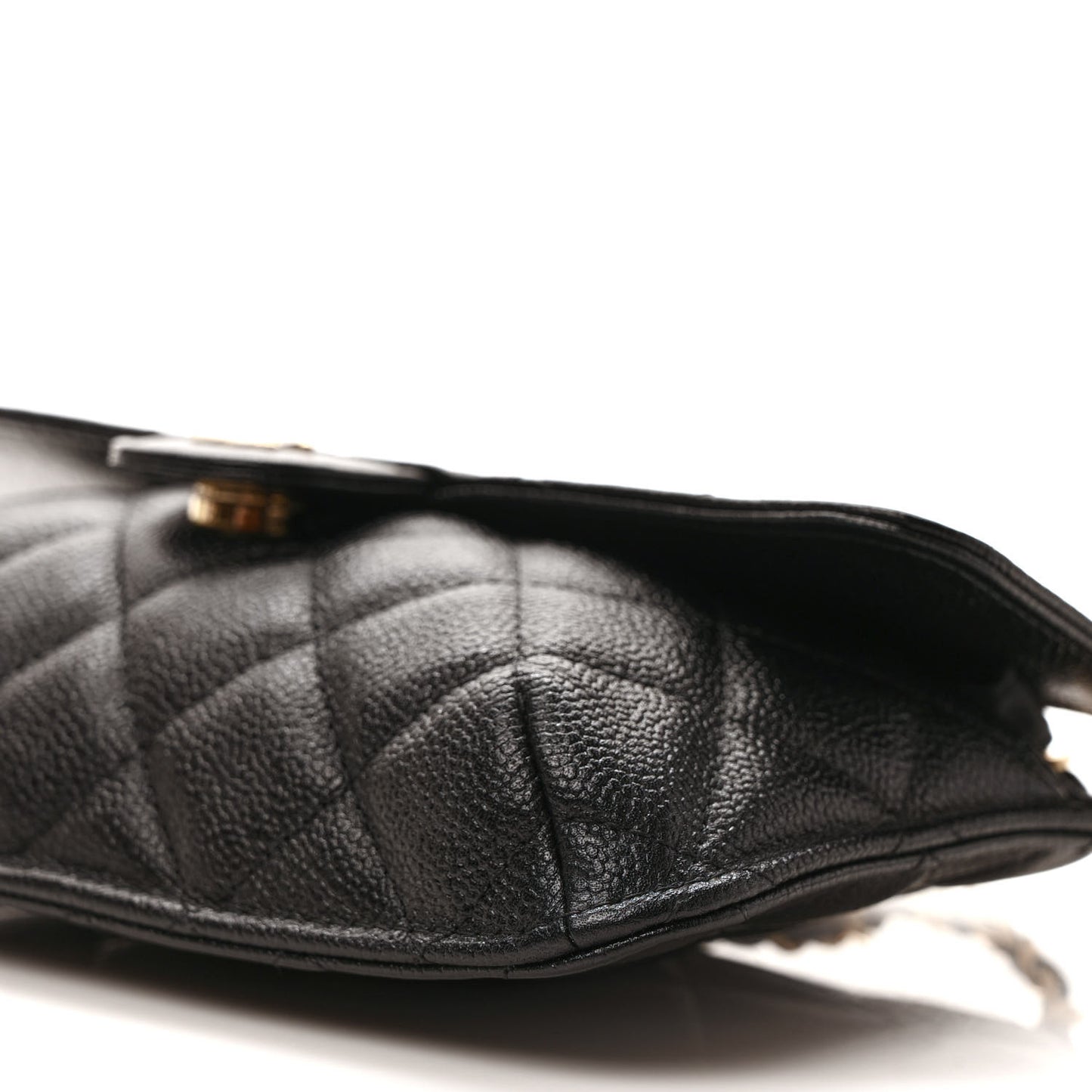 Caviar Fabric Quilted Foldable Tote With Chain Black Multicolor