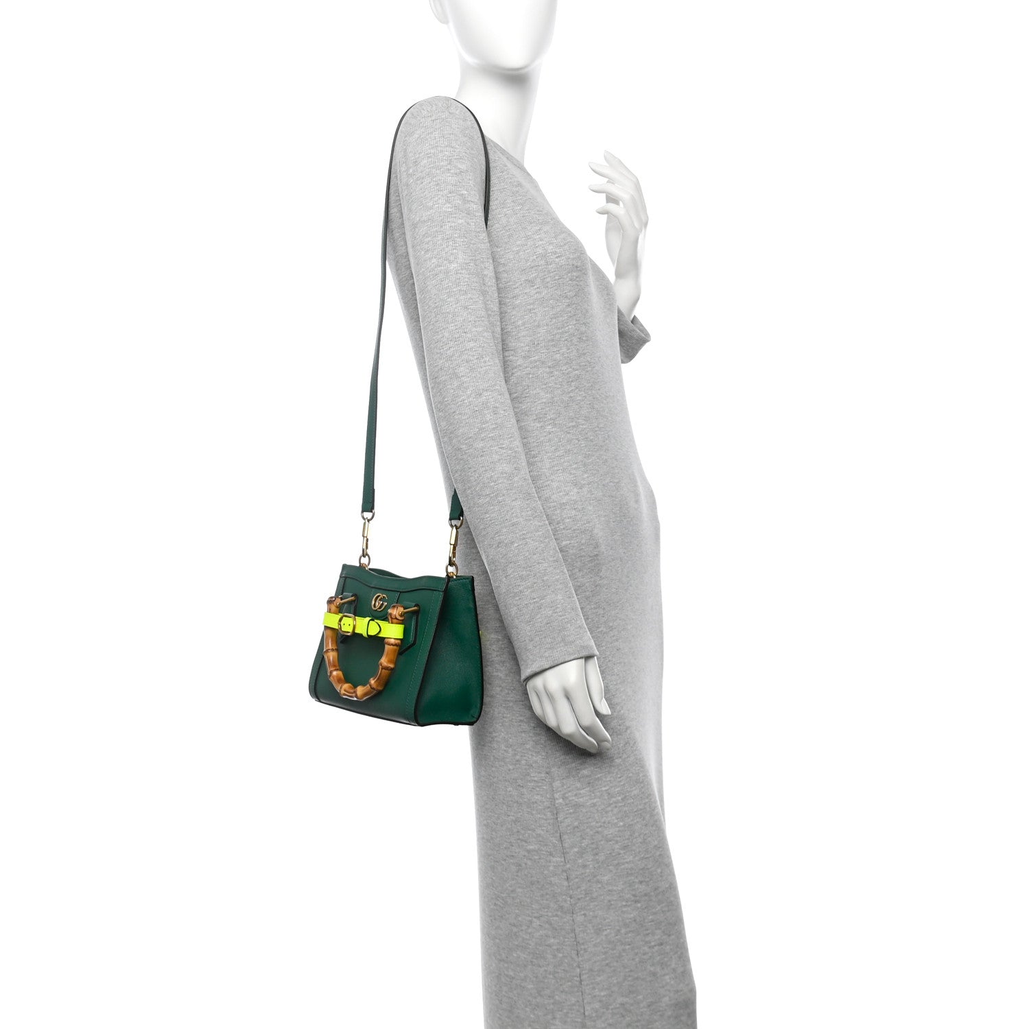 Gucci Wonka Grain Calfskin Mini Diana Tote Bag Green Yellow Fluo 2 of 10