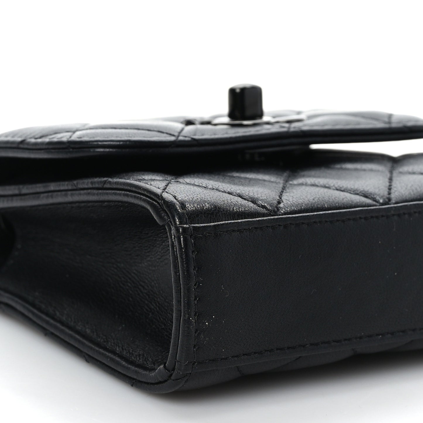 Lambskin Quilted Mini Trendy CC Clutch With Chain So Black