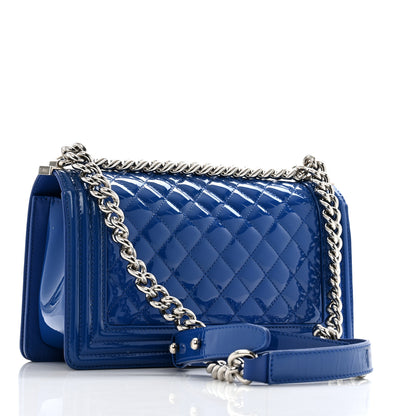 Chanel Patent Calfskin Quilted Medium Plexiglass Boy Flap Blue 3 of 13